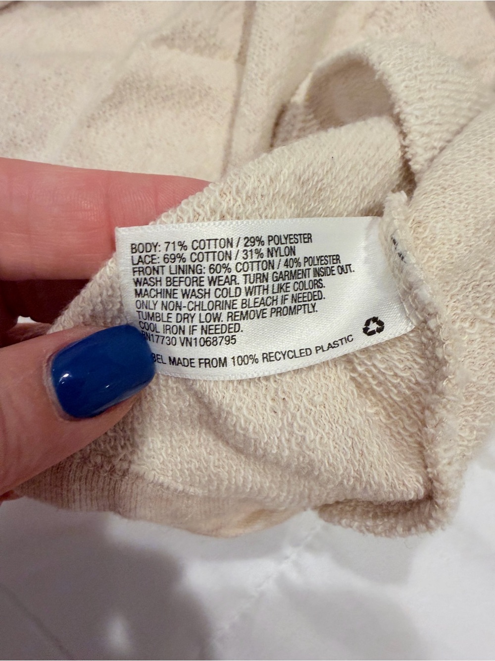 Cherokee Cream Lace-Front Raglan Dress - Picture 6 of 6